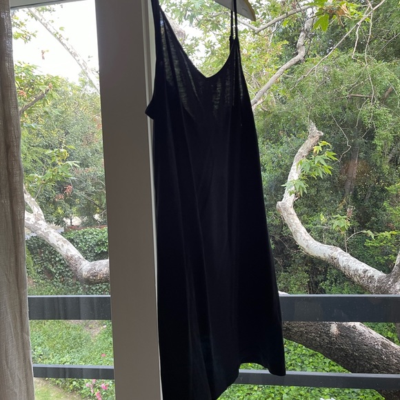 J Jill Black Scarf Patterned Print Dress with Black Slip. Size Medium Petite. - Picture 9 of 10